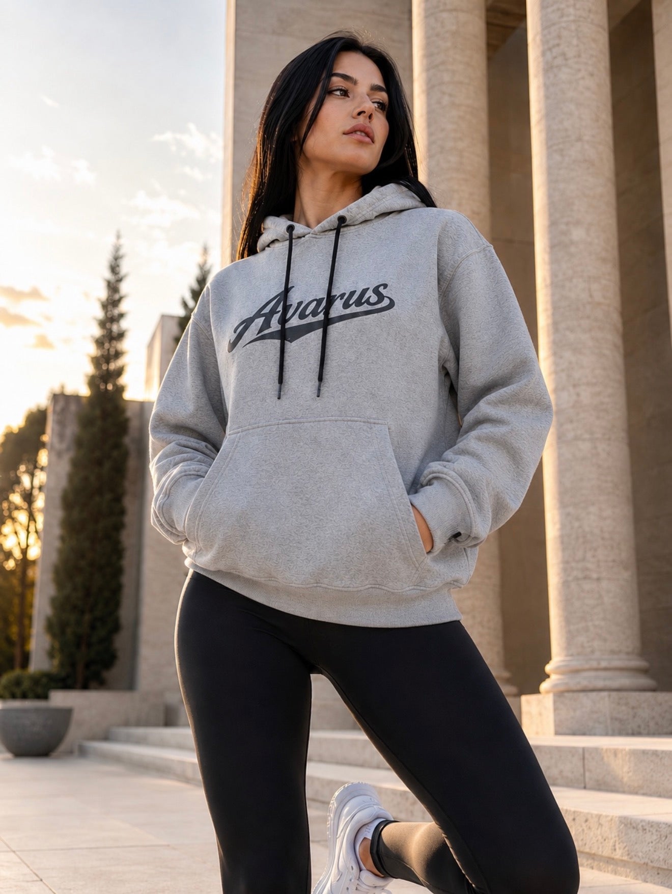 Avarus Signature | Polerón Mujer Gris Jaspeado | Talla L