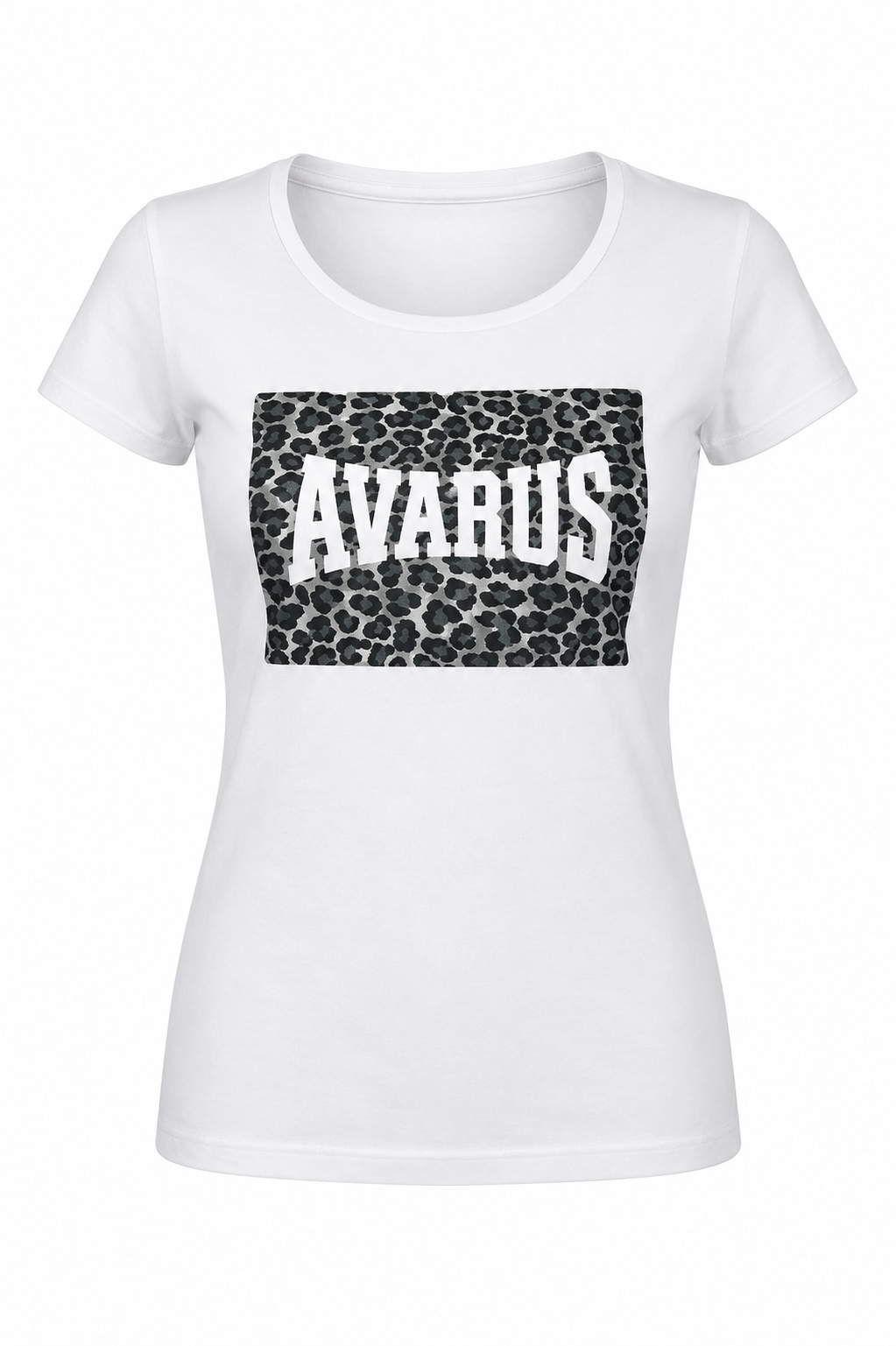 Ferox Alba | Polera Mujer Avarus Blanca Animal Print | Talla S