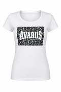 Ferox Alba | Polera Mujer Avarus Blanca Animal Print | Talla S